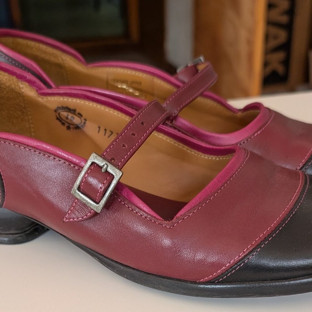 Red and Black Fluevog Mary Jane Shoes - Size 10